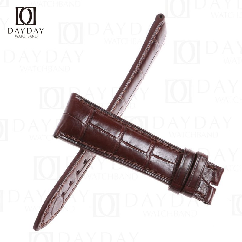 Custom brown crocodile leather Blancpain Villeret Chronograph watch straps replacement