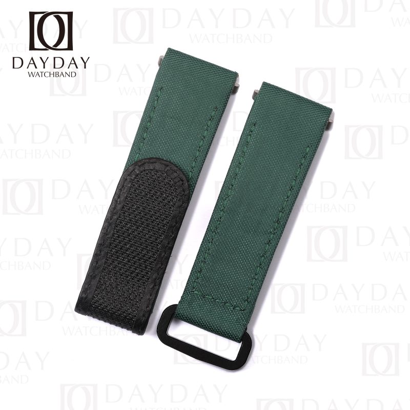 Custom green Nylon fabric Cartier Santos watch strap replacement for sale