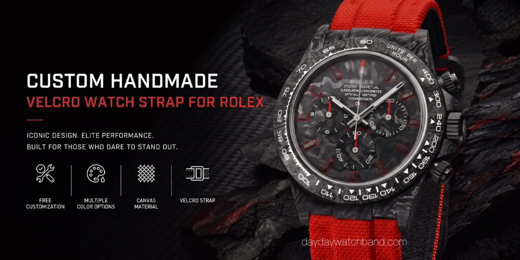 Custom Curved end Nylon velcro watch strap with 2 Pin Holes only for Rolex DIW Daytona (Multi-color) 30 Custom-handmade-Rolex-Daytona-watch-strap