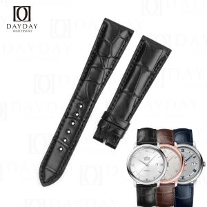 Custom handmade black alligator leather watch strap for Omega Deville, Speedmaster, Aqua Terra