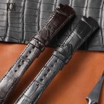 Custom handmade black brown genuine croco leather Ulysse Nardin Marine watch strap replacement for sale