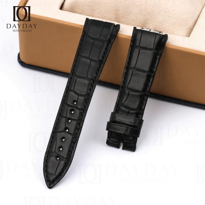 Custom handmade black luxury alliagto leather watch strap for Piaget Polo, Polo S watches for sale (2)