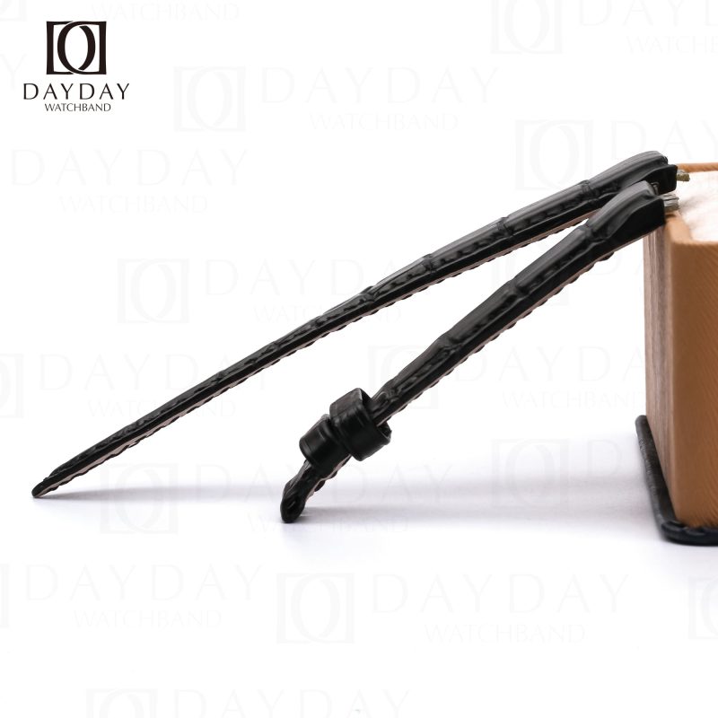 Custom handmade black luxury alliagto leather watch strap for Piaget Polo, Polo S watches for sale