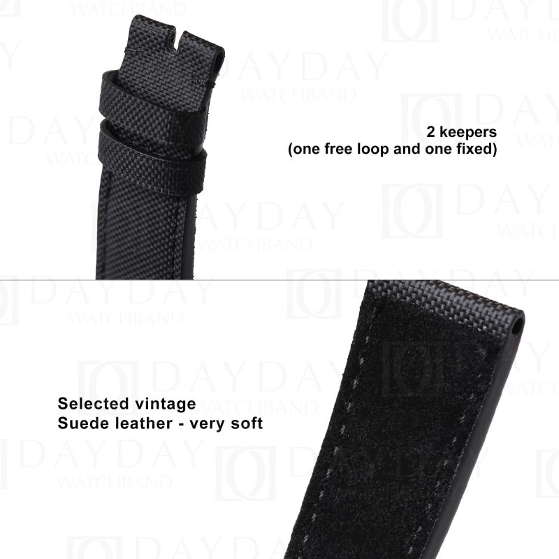 Custom handmade black nylon strap for Tudor Heritage Black Bay watch straps