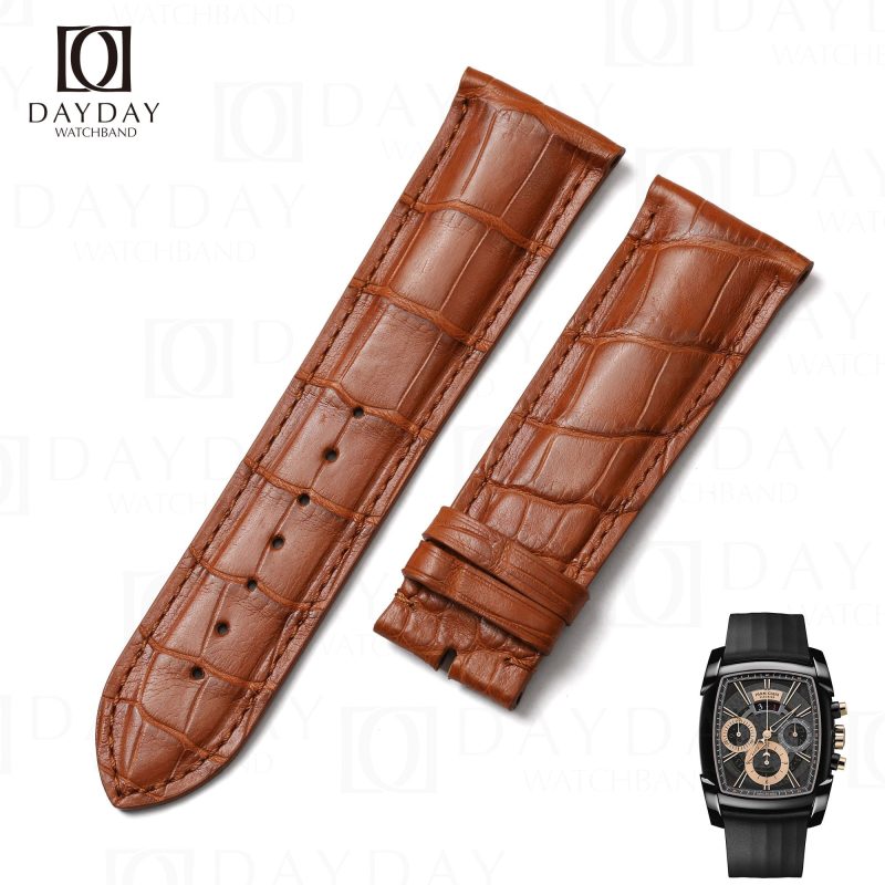 Custom handmade brown luxury alliagto leather watch strap for Parmigiani Fleurier watches at low price