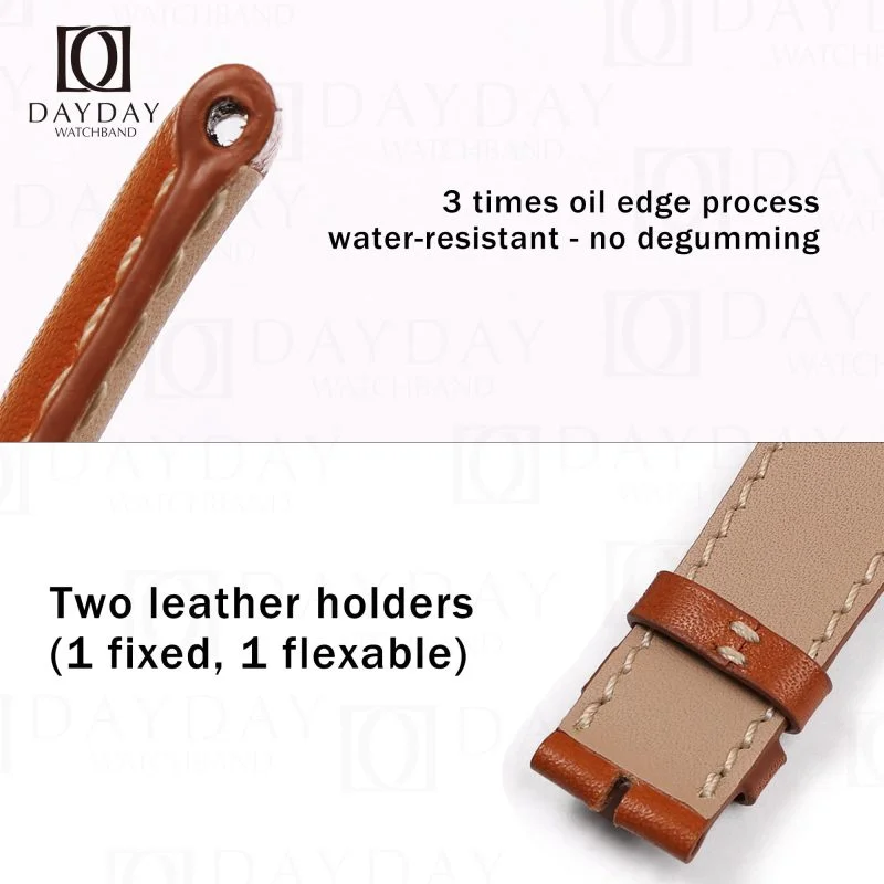 Custom handmade brown smooth calfskin leather watch strap for Patek Philippe Complications World Time 5230P for sale (2)