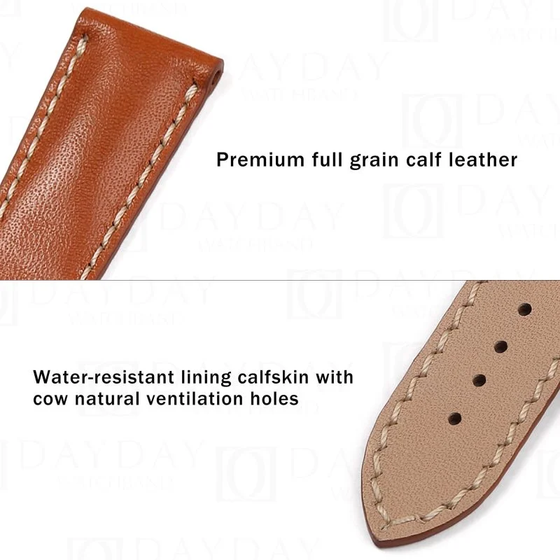 Custom handmade brown smooth calfskin leather watch strap for Patek Philippe Complications World Time 5230P for sale (2)