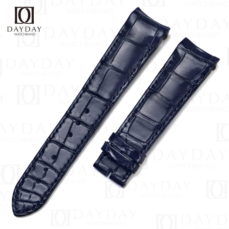 Custom handmade genuine Dark Blue alligator leather Ulysse Nardin GMT Perpetual Calendar watch straps and bracelets replacement 18mm
