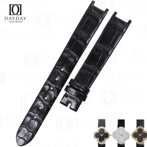 Custom handmade genuine alligator leather Van Cleef and Arpels women's flower watch straps and bracelets replacement