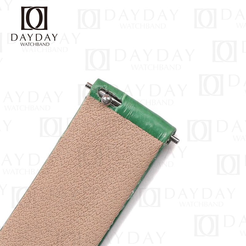 Custom handmade luxury High-gloss Green alliagtor leather watch strap for Piaget Miss Protocole ladies watches at low price (3)
