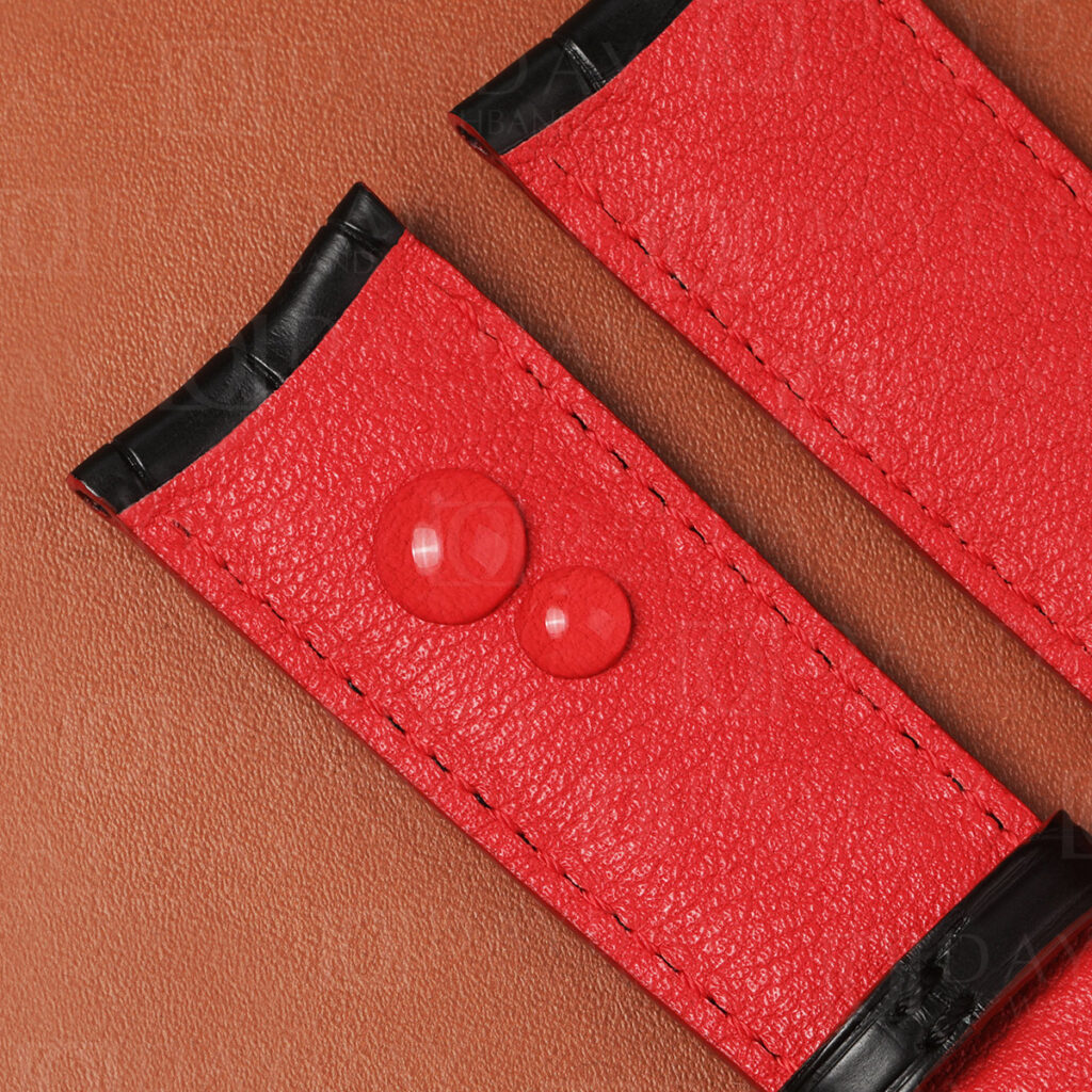Custom handmade watch bands for baume mercier with red Calfskin Lining
