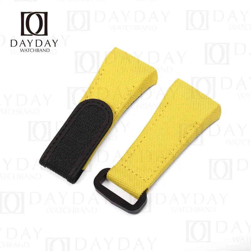 Custom high quality Yellow canvas velcro watch band replacement for Franck Muller FM Vanguard V45 V41 V32 for sale at low price