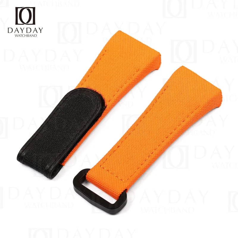 Custom high quality orange canvas velcro watch band strap replacement for Franck Muller FM Vanguard V45 V41 V32 for sale at low price