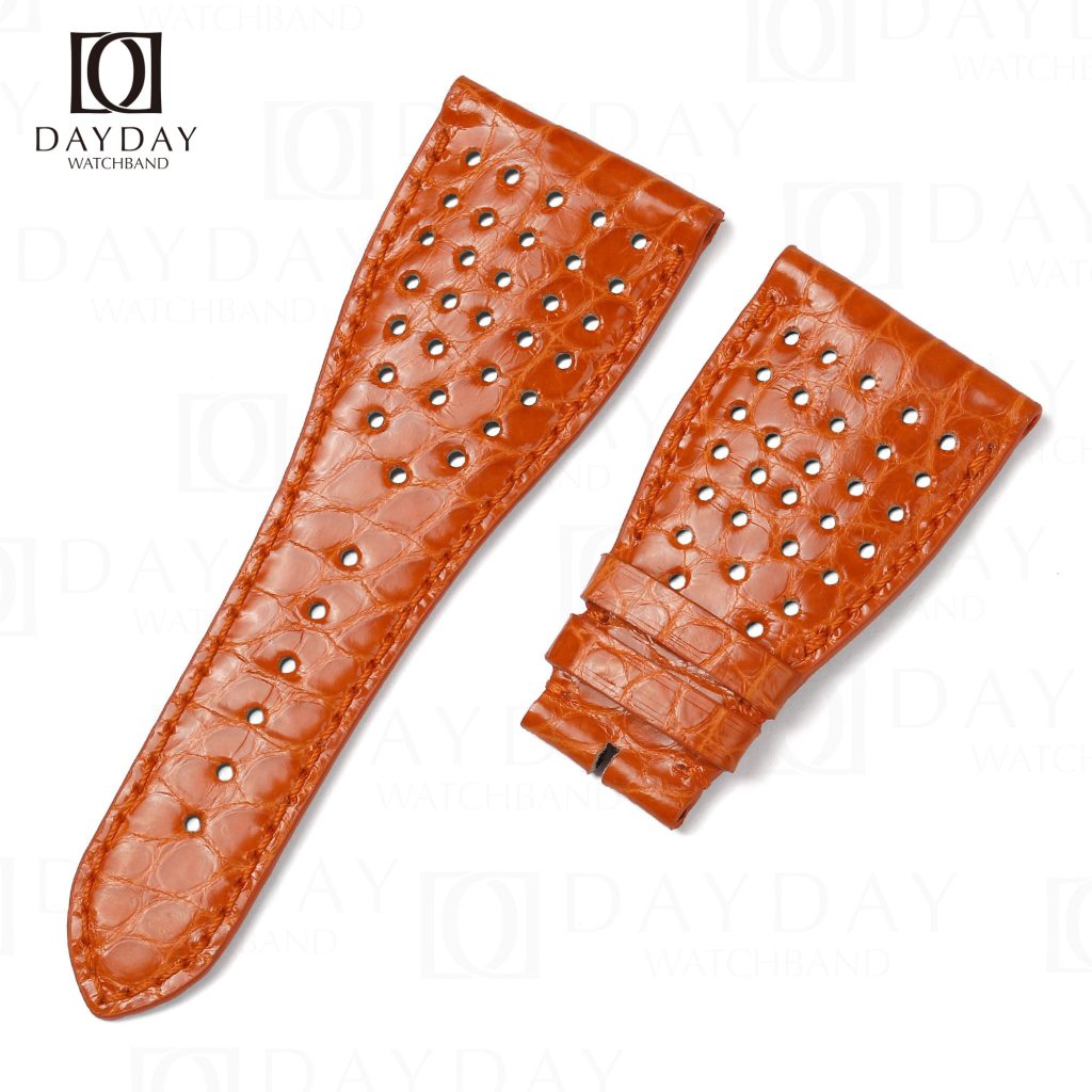 Custom orange best round scale genuine alligator watch belt for Roger Dubuis Golden Square Daydaywatchband (2)