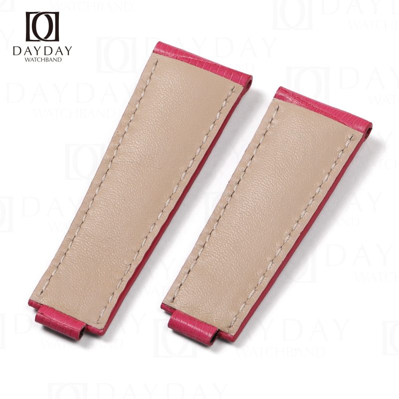 Custom pink elegant lizard leather watch band replacement for sale price for Rolex Daytona 20mm men womens watch