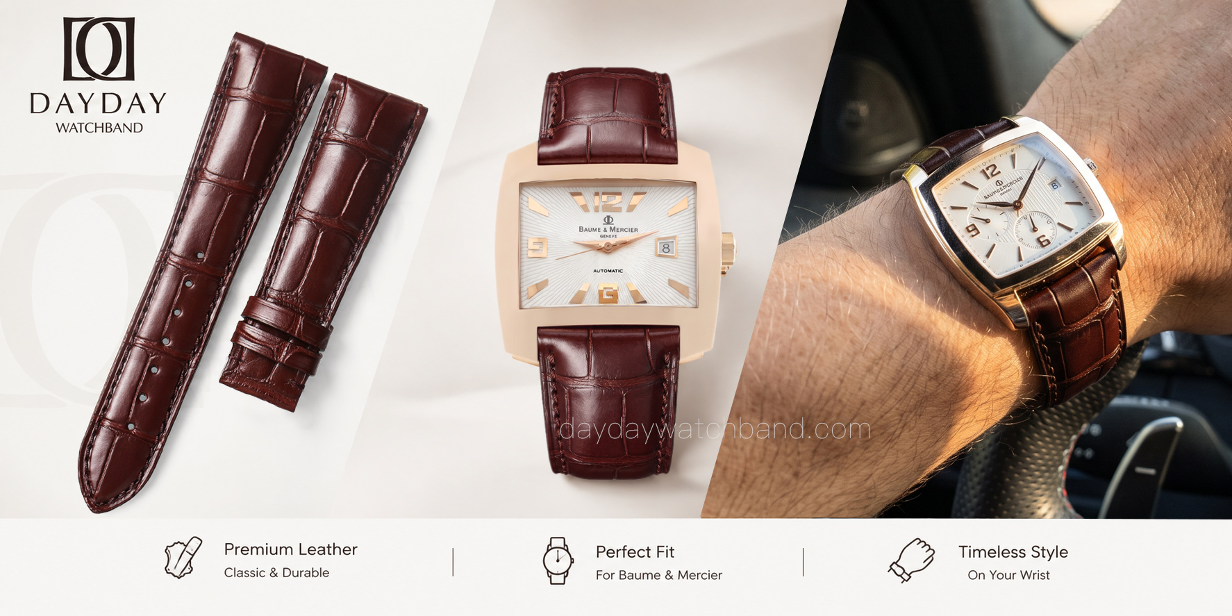 Custom Alligator Leather Strap for Baume & Mercier (Multiple Colors) 7 Custom watch strap for Baume et Mercier