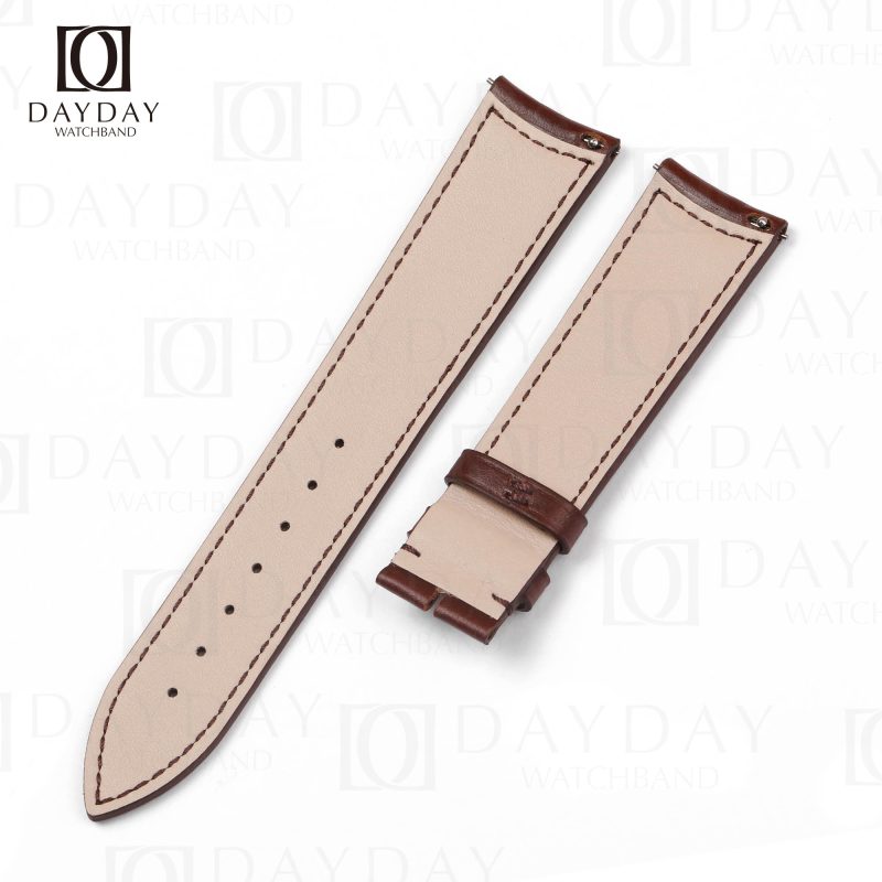 Handcrafted curved end smooth calf leather watch bands replacement for Jaeger Lecoultre JLC Master 4018420 watches