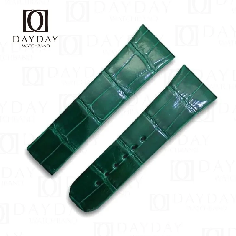 Handcrafted custom best genuine Belly-scale crocodile Green leather Omega Constellation watch band replacement