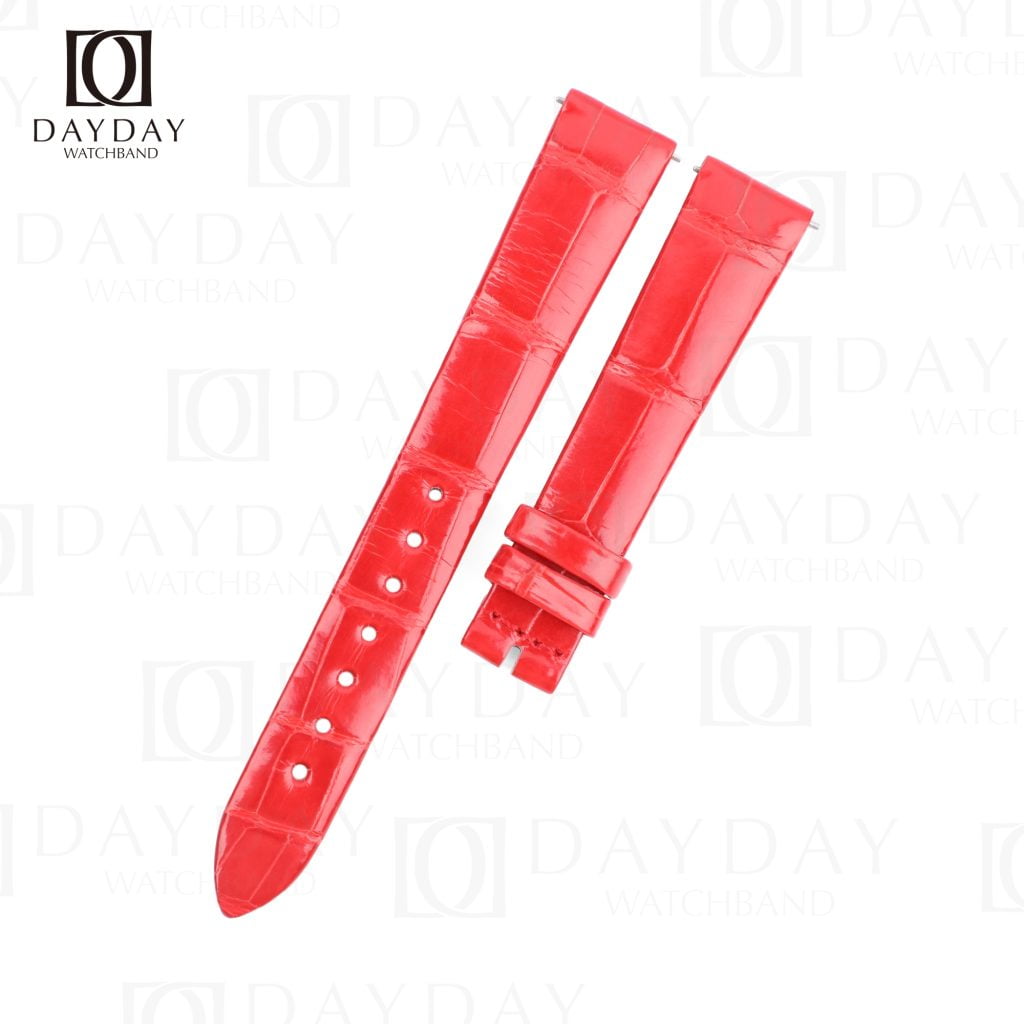 Handcrafted red high end alligator leather watch bands replacement for Jaeger Lecoultre Rendez-Vous Moon