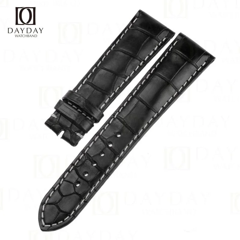 Handmade black genuine crocodile leather watch strap replacement for Corum admirals cup Bridge for sale