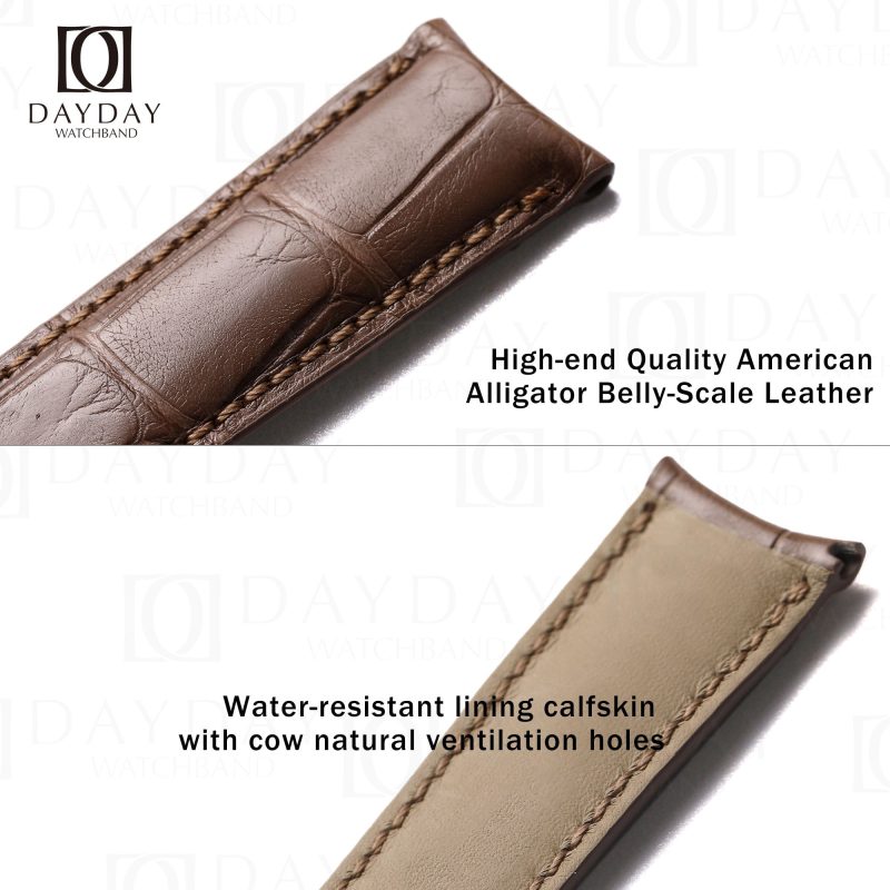 Handmade custom Vacheron Constantin Traditionnelle Patrimony alligator leather watch bands replacement for sale