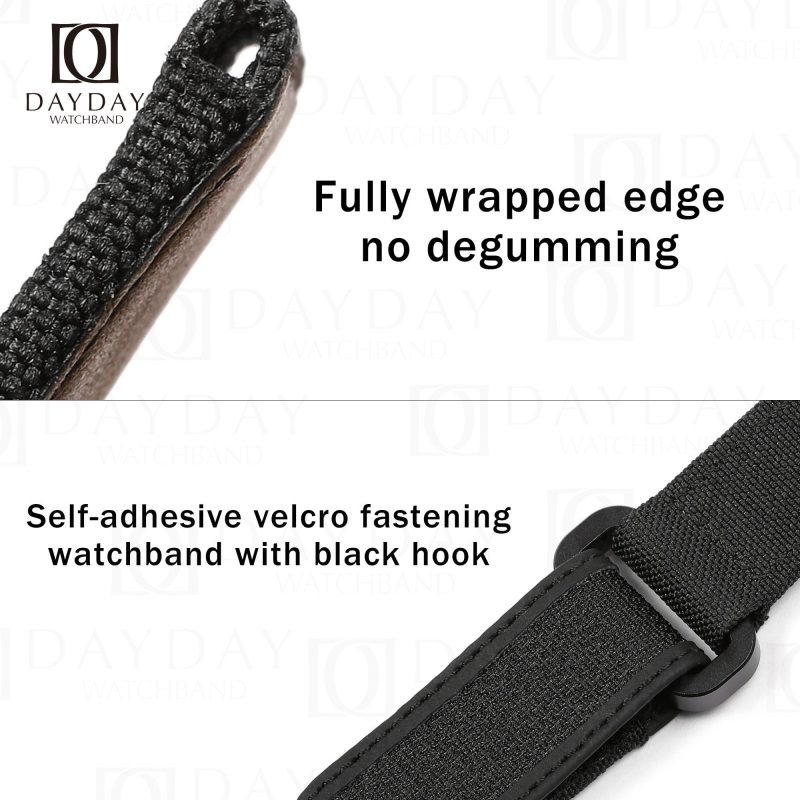 Handmade custom black Blancpain Fifty Fathoms BathyscapheBarakuda canvas velcro watch band replacement for sale