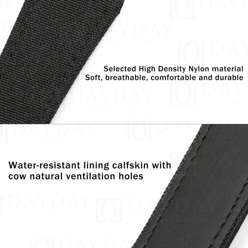 Handmade custom black Blancpain Fifty Fathoms BathyscapheBarakuda canvas velcro watch bands replacement for sale