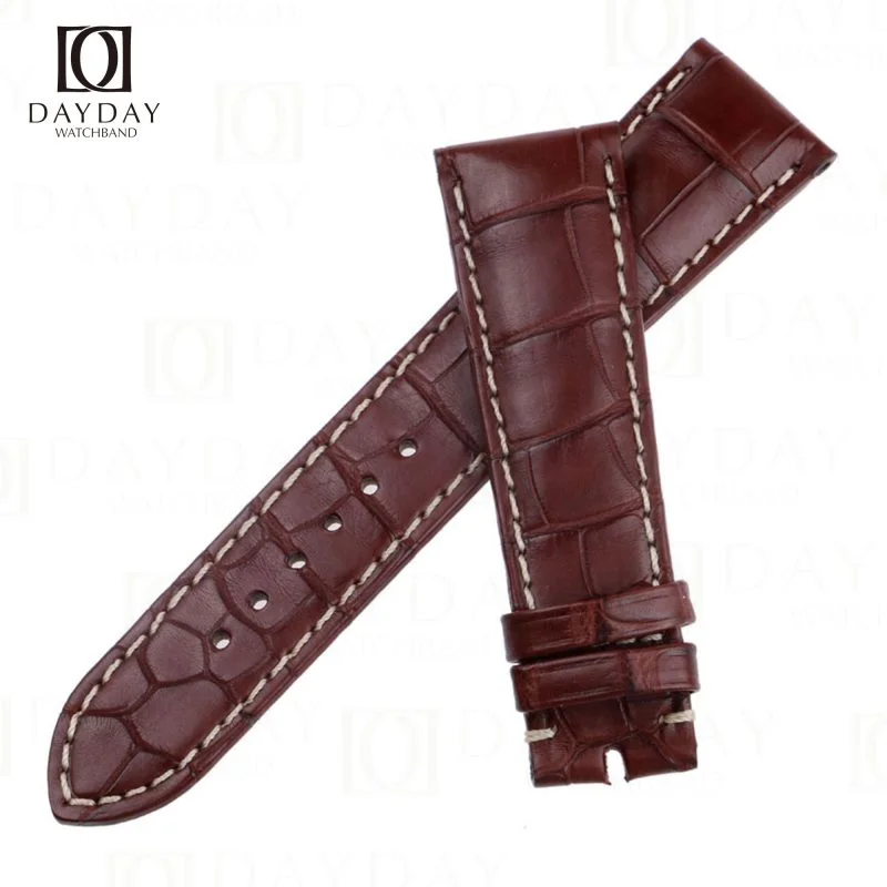 Handmade genuine crocodile leather brown Corum admirals cup Bridge watch straps replacement 22mm 24mm for sale