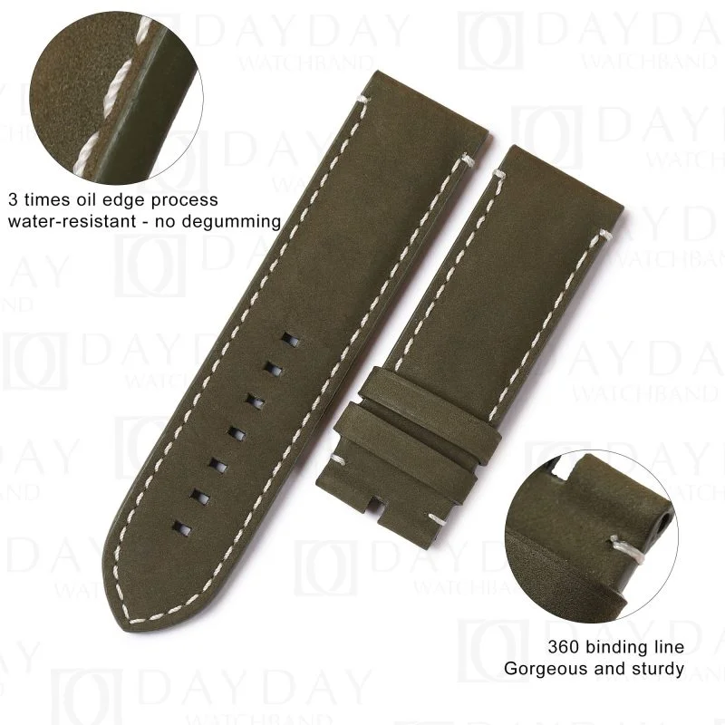 Handmade real smooth green Suede leather watch band alternative Tudor Heritage Black Bay Bronze 58 36 41 watch straps replacement for sale (2)