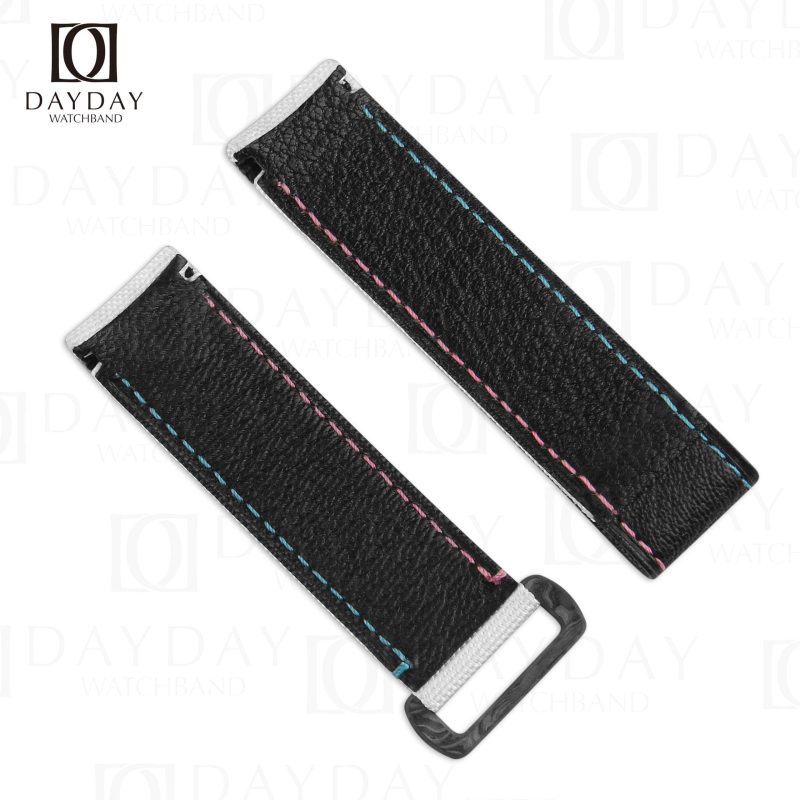 Handmade white custom canvas velcro Curved end leather watch band replacement for sale fit for Rolex Daytona