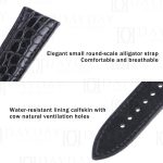 High-end handmade Black Round-scale genuine alligator leather Blancpain watch bands replacement for sale (2)