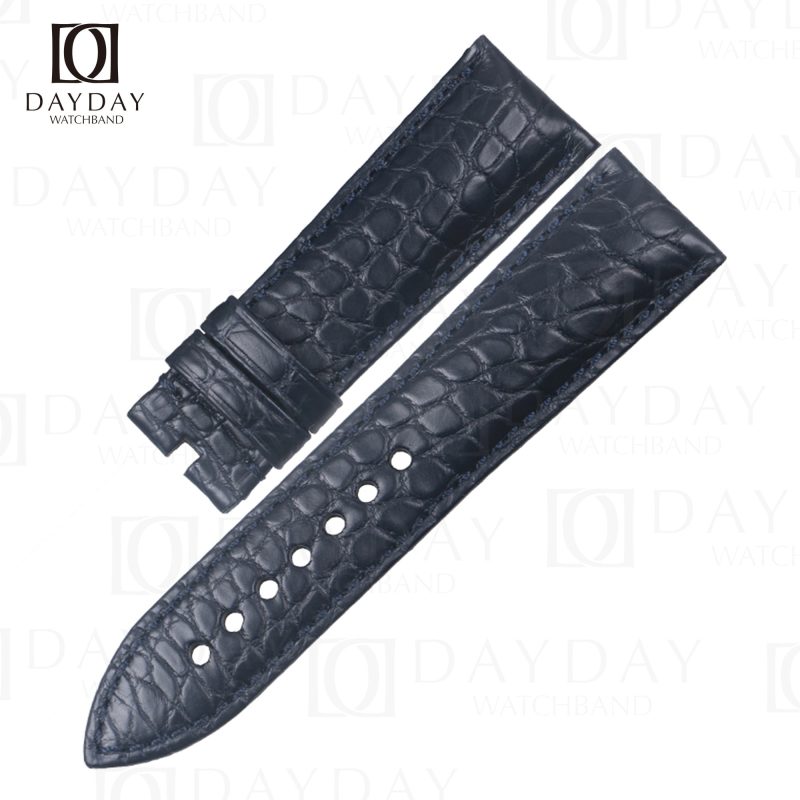 High-end handmade Blue Round-scale genuine alligator leather Blancpain watch bands replacement for sale