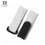 High quality White custom canvas rubber velcro flat end leather watch strap replacement for sale fit for Rolex Omega IWC