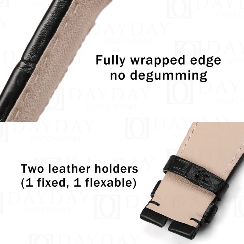 High quality black genuine alligator leather custom handmade watch straps for Girard Perregaux VINTAGE 1945 watch