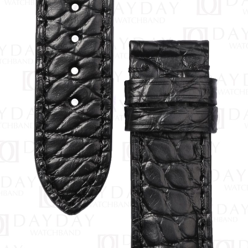 High quality custom Black Round scale alligator leather Glashutte Senator strap Handmade watch bands for sale (3)