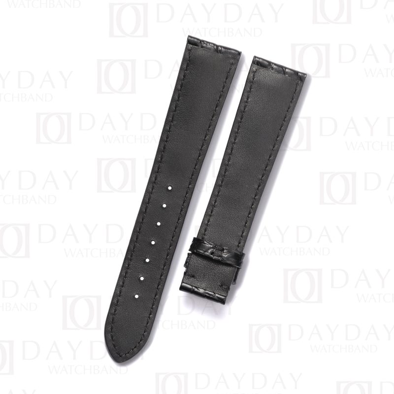 High quality custom Black Round scale alligator leather Glashutte Senator strap Handmade watchbands for sale (2)