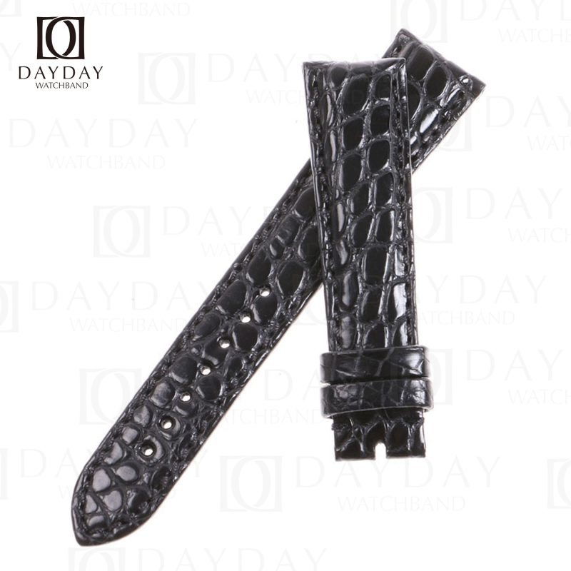 High-quality custom Black Round scale alligator leather Glashutte Senator strap for sale