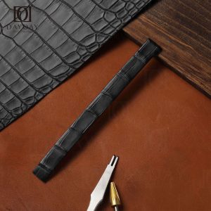 High quality custom black alligator leather watch band replacement aftermarket for Piaget Miss Protocole ladies watches (2)