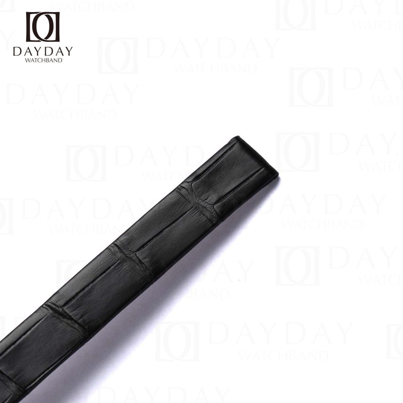 High quality custom black alligator leather watch band replacement aftermarket for Piaget Miss Protocole ladies watches