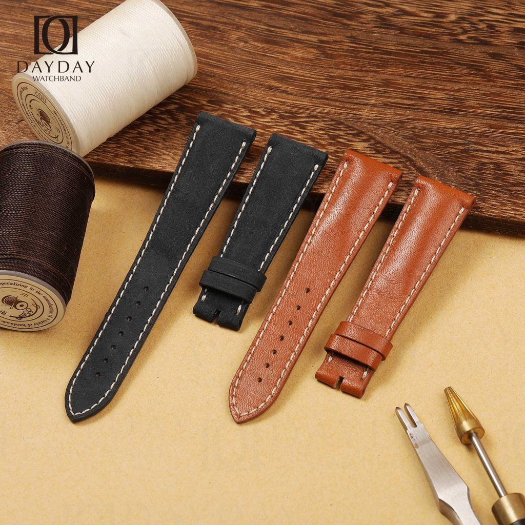 High quality custom brown black calf leather watch bands replacement for Patek Philippe 5230P aftermarket