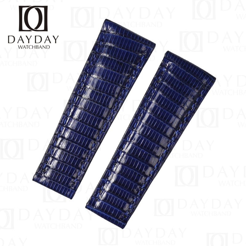 Personalized Blue elegant lizard leather watch strap replacement for sale price for Rolex Daytona 20mm men womens watch