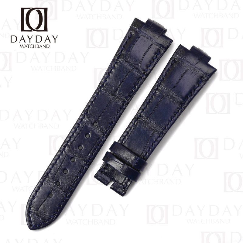 Personalized Dark Blue top quality crocodile leather Ulysse Nardin Marine watch strap and belt 23mm aftermarket