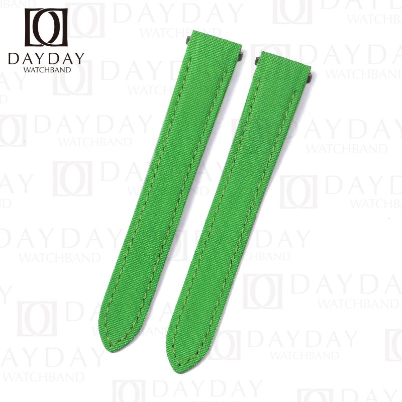 Personalized Dright Green Nylon Cartier Santos quickswitch bracelet replacement for Santos de Cartier Small, Medium, Large for sale