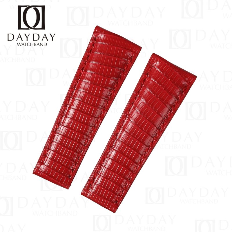 Personalized Red elegant lizard leather watch strap replacement for sale price for Rolex Daytona 20mm men womens watch