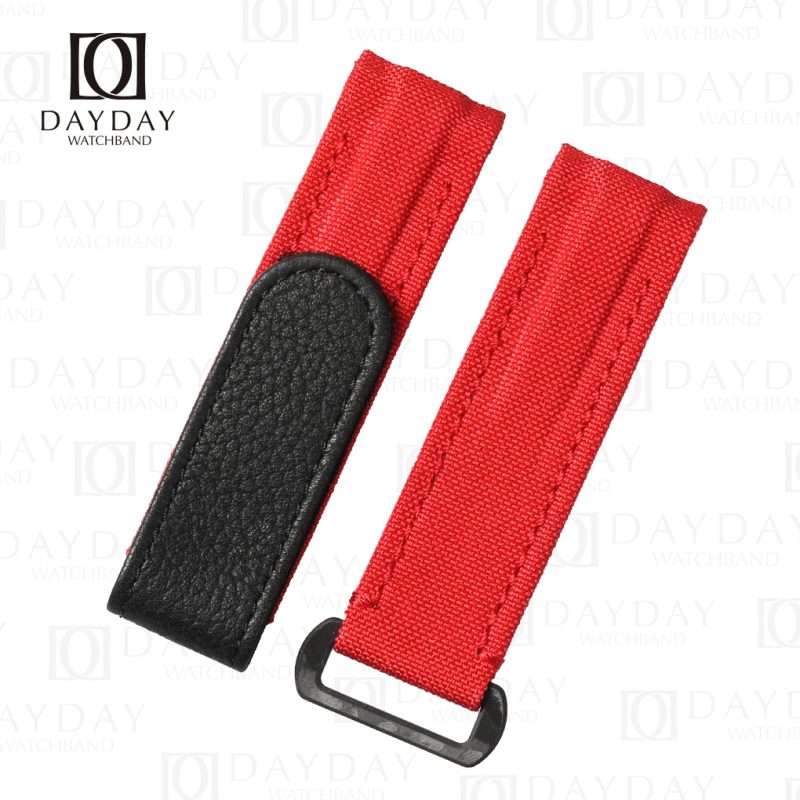Personalized Red nylon Curved end watch band replacement fit for Rolex DIW Daytona aftermarket