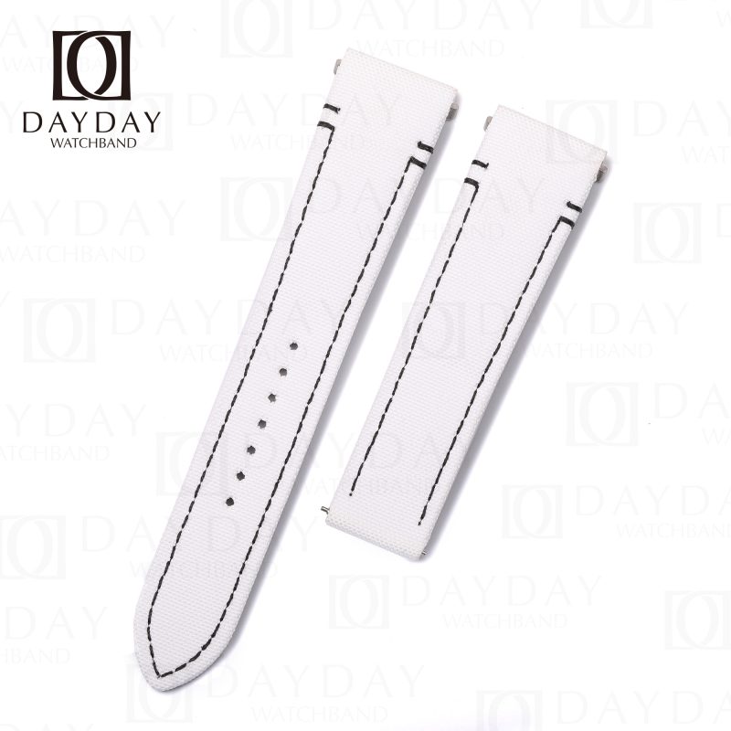 Personalized White Canvas Cartier Santos quickswitch straps for Cartier Santos Small, Medium, Large for sale