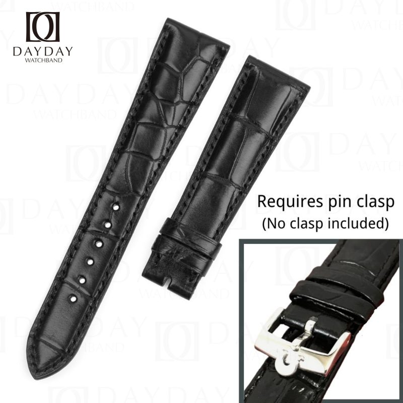 Personalized aftermarket best crocodile leather watch bracelet replacement for Omega Deville, Speedmaster, Aqua Terra