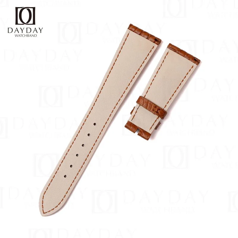 Personalized bespoke flat end brown crocodile leather watch bracelet strap replacement for Patek Philippe Calatrava Grand Complications