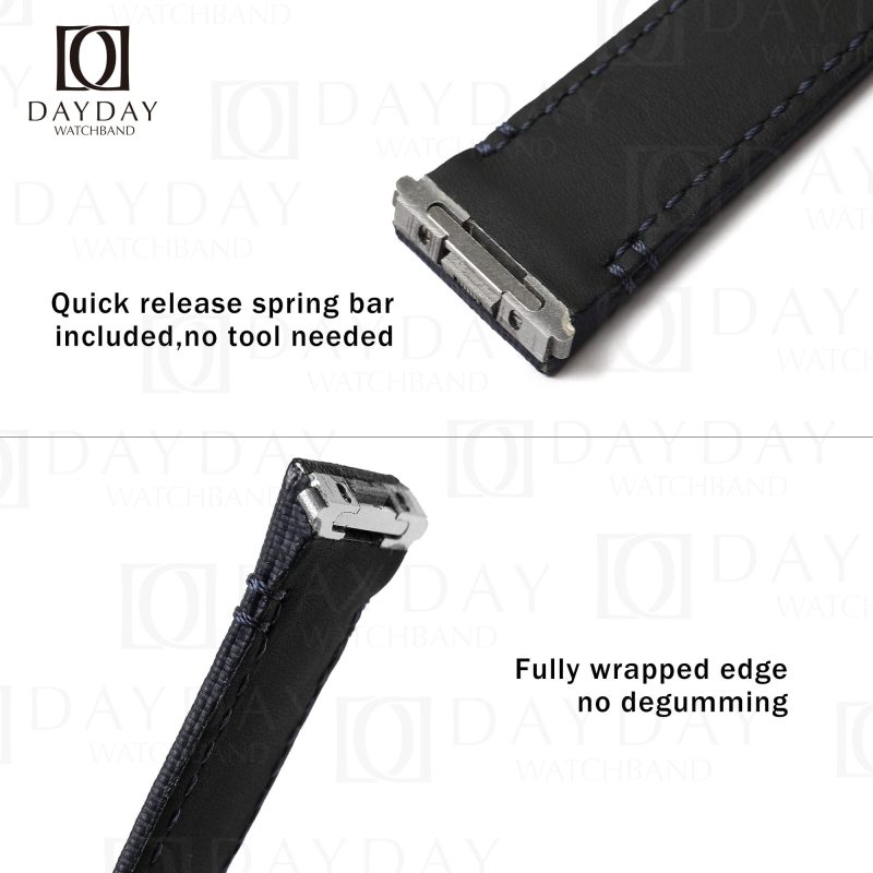 Personalized black Canvas Cartier Santos quickswitch straps for Cartier Santos Small, Medium, Large for sale