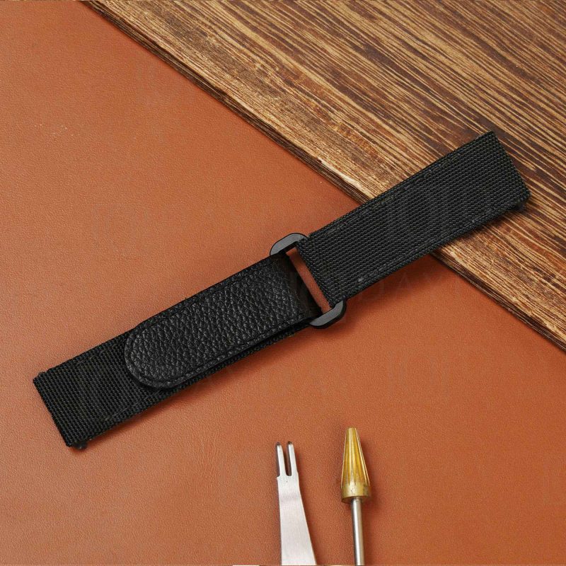 Personalized black Canvas leather fabric quickswitch Cartier Santos watch bracelet for sale aftermarket (2)